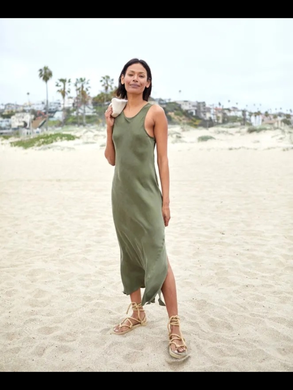 NWT Outerknown Ellison Olive Green Scoop Neck Women's Dress Medium